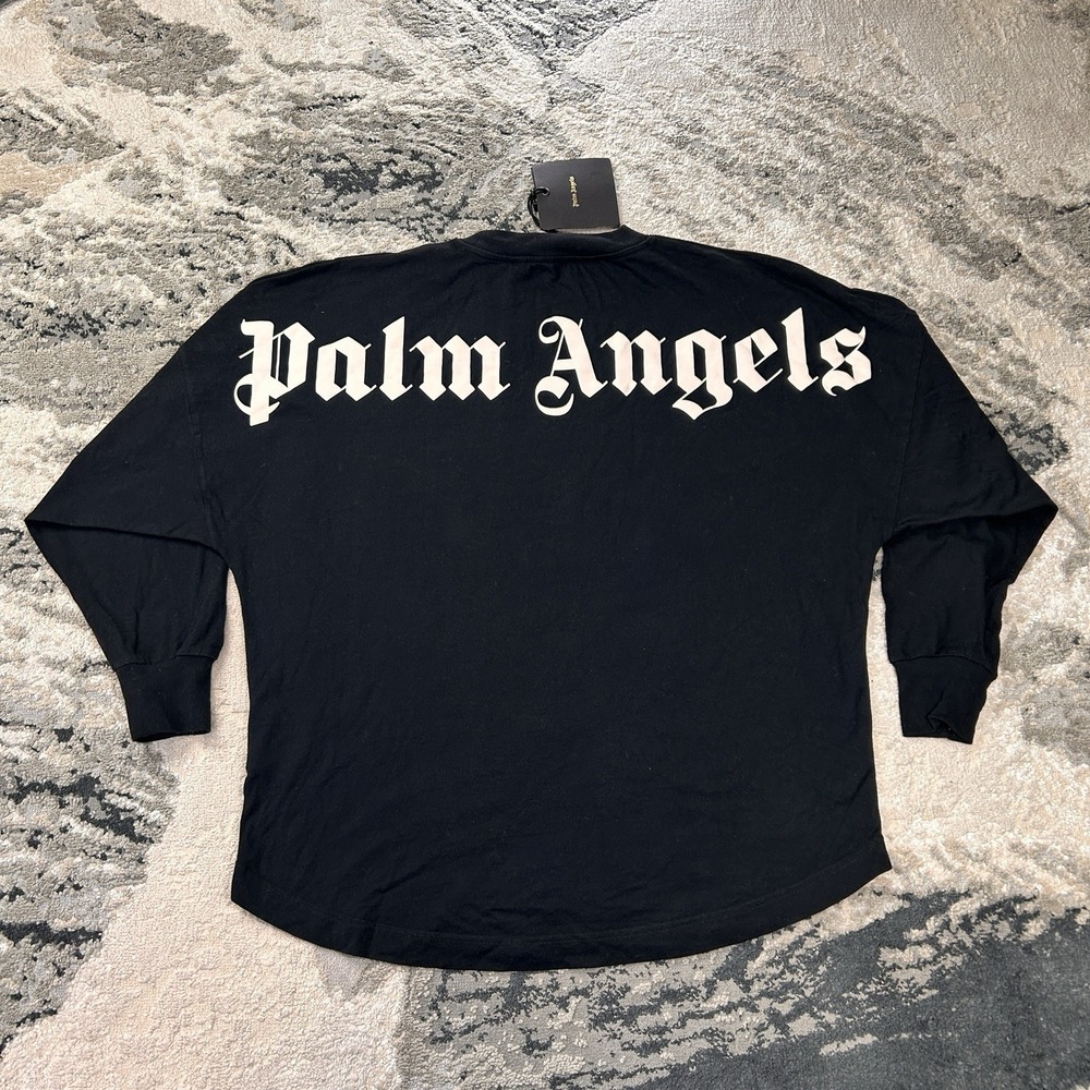 Palm‎ Angels Classic Logo Over Tee Long Sleeve Black White Sz Medium